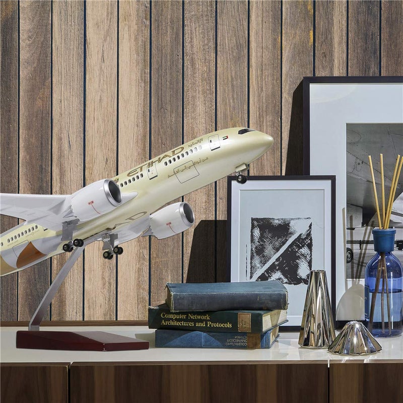 24-Hours 18â€ 1:130 Scare Hobby Airplane Model Etihad B787 Plane Model Diecast Planes with LED Light(Touch or Sound Control) for Decoration or Gift - Image 2